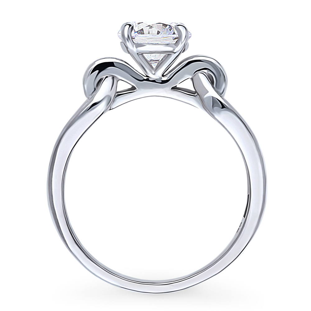 Alternate view of Solitaire Interlocking 1.25ct Round CZ Ring in Sterling Silver, 8 of 8