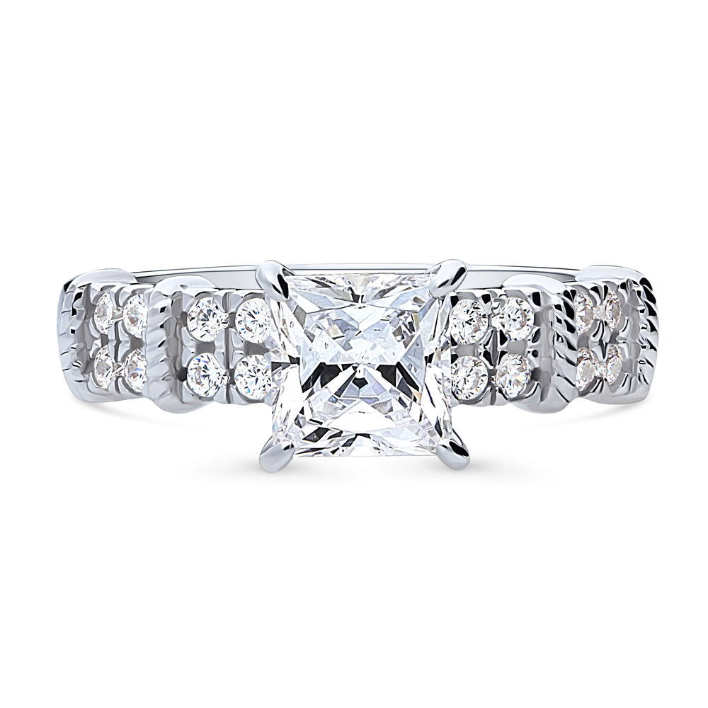 Solitaire 1.2ct Princess CZ Ring in Sterling Silver, 1 of 8