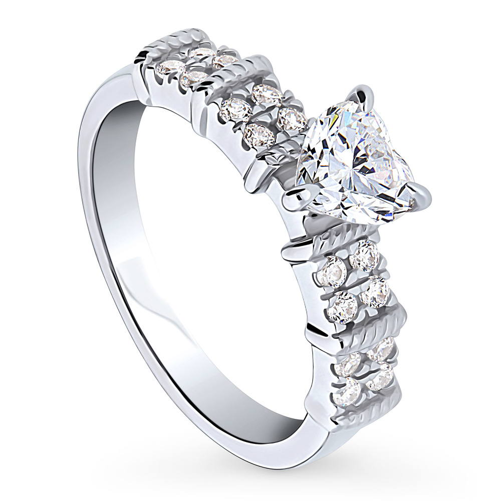 Solitaire Heart 0.7ct CZ Ring in Sterling Silver