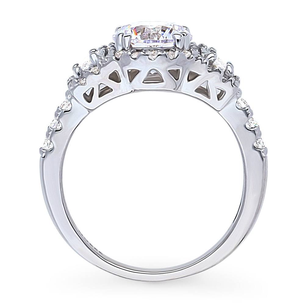 3-Stone Halo Art Deco 1.6ct CZ Ring in Sterling Silver
