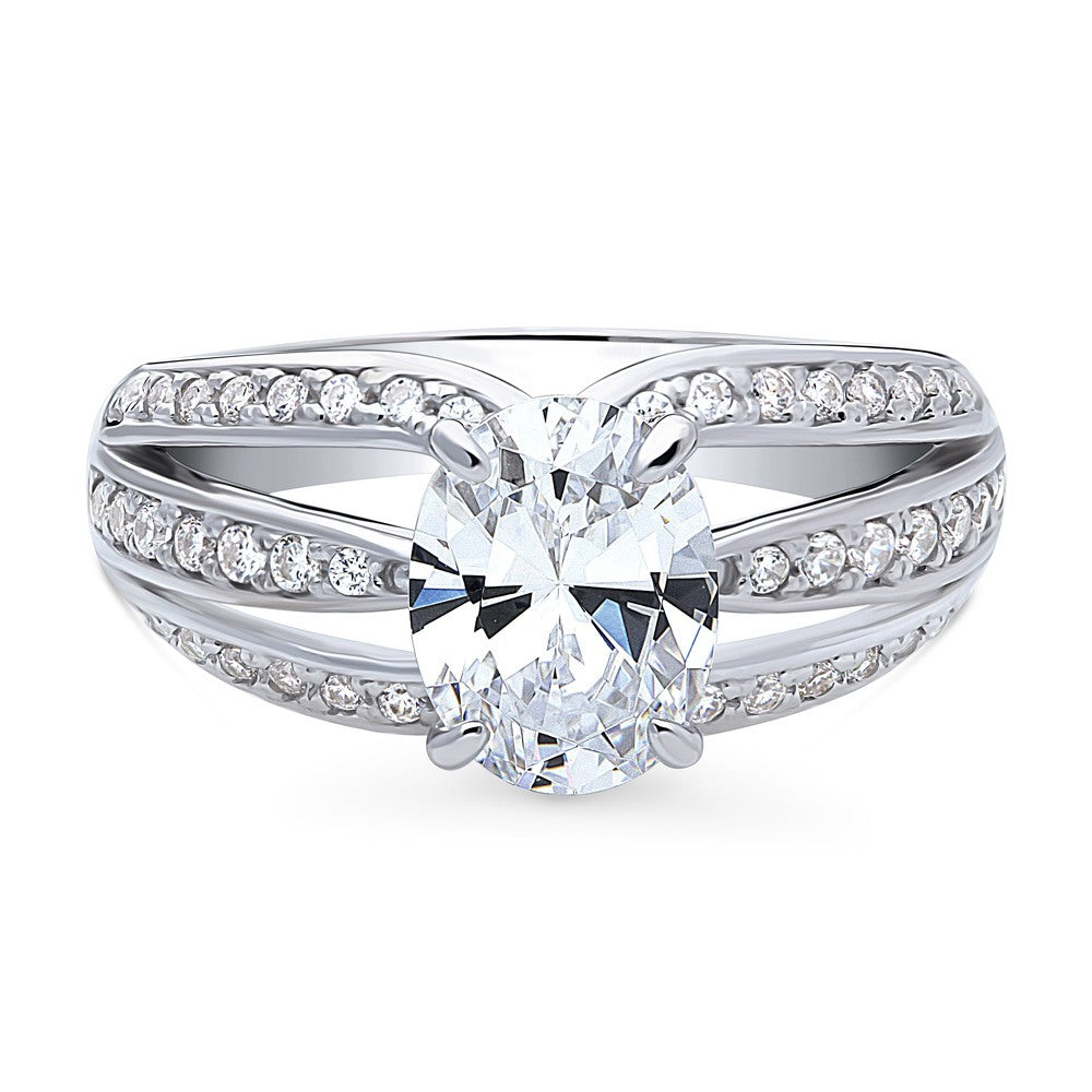 Solitaire 1.8ct Oval CZ Ring in Sterling Silver, 1 of 8