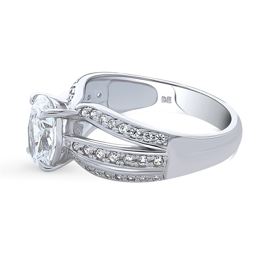 Angle view of Solitaire 1.8ct Oval CZ Ring in Sterling Silver, 5 of 8