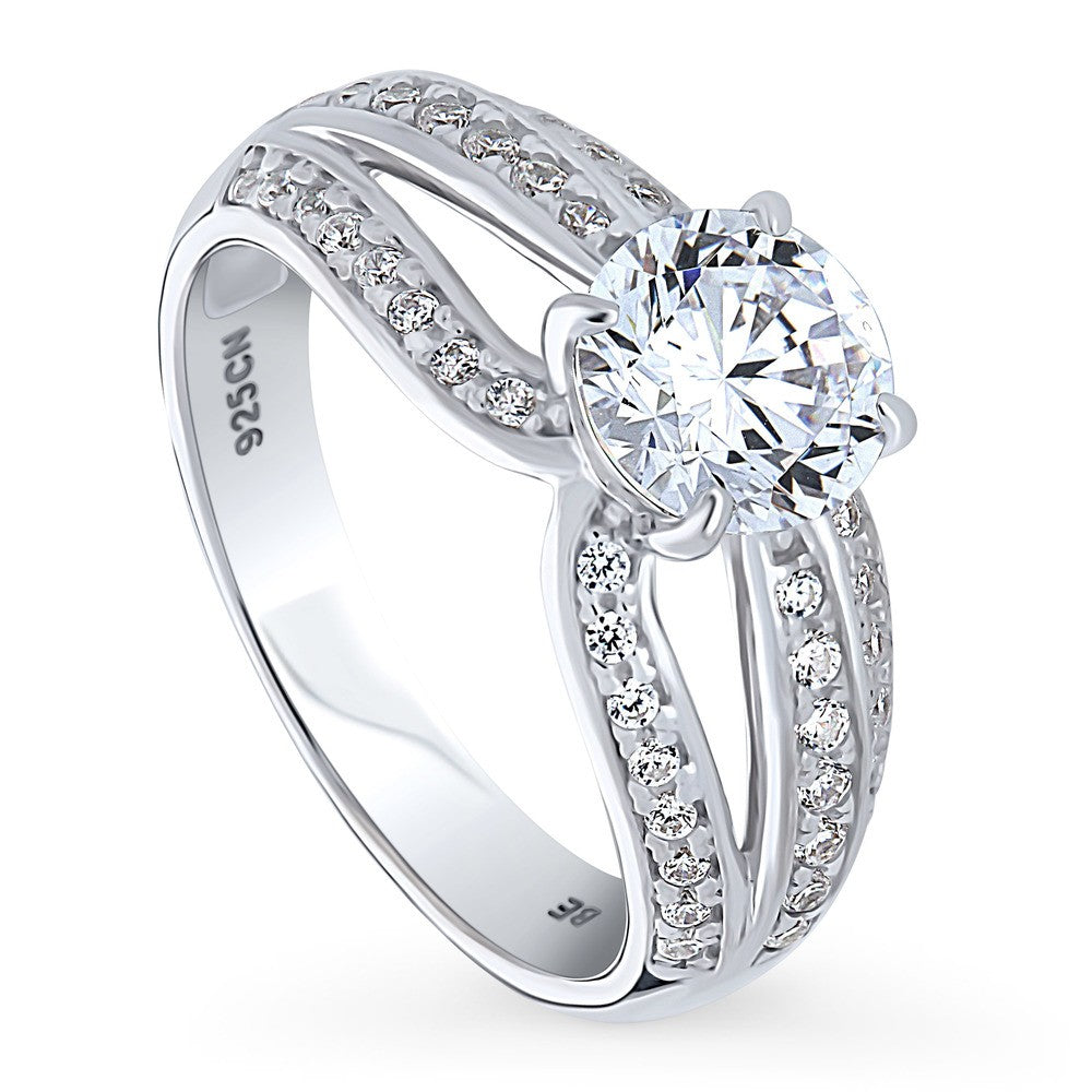 Front view of Solitaire 1.25ct Round CZ Ring in Sterling Silver, 4 of 8