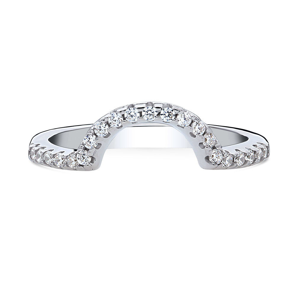 Dome CZ Curved Half Eternity Ring in Sterling Silver