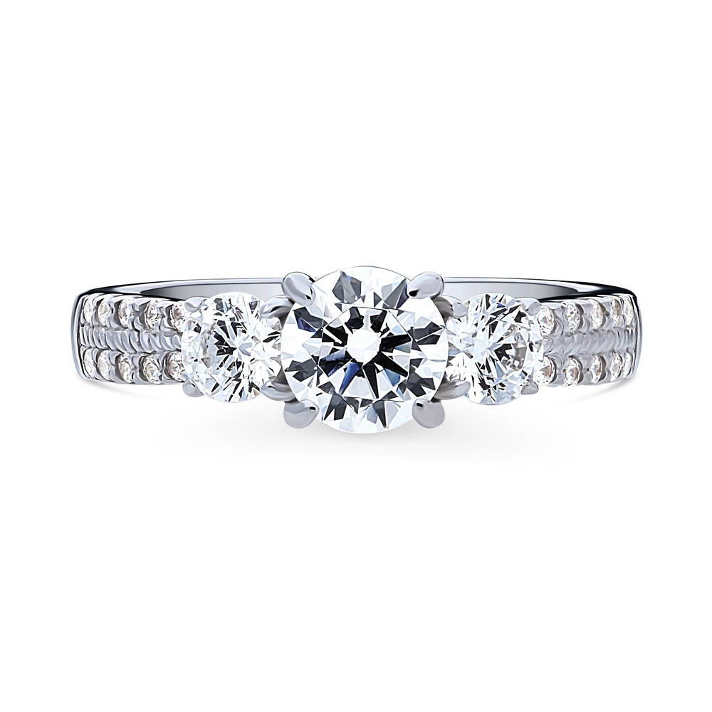 3-Stone Round CZ Ring in Sterling Silver