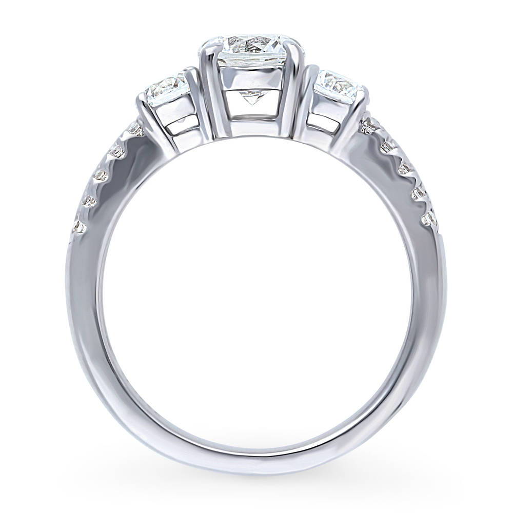 3-Stone Round CZ Ring in Sterling Silver