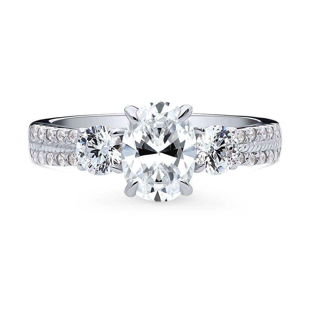 3-Stone Oval CZ Ring in Sterling Silver