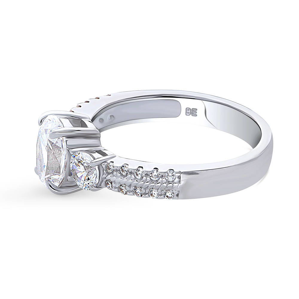 3-Stone Oval CZ Ring in Sterling Silver