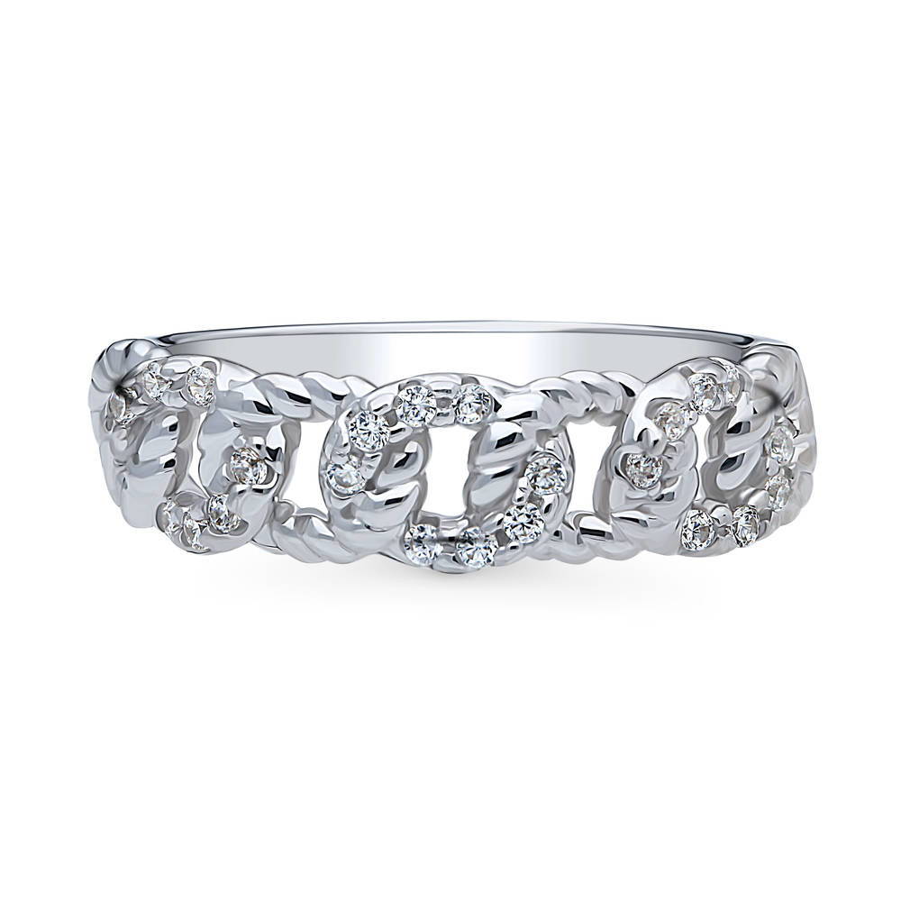 Woven CZ Stackable Band in Sterling Silver, 1 of 8
