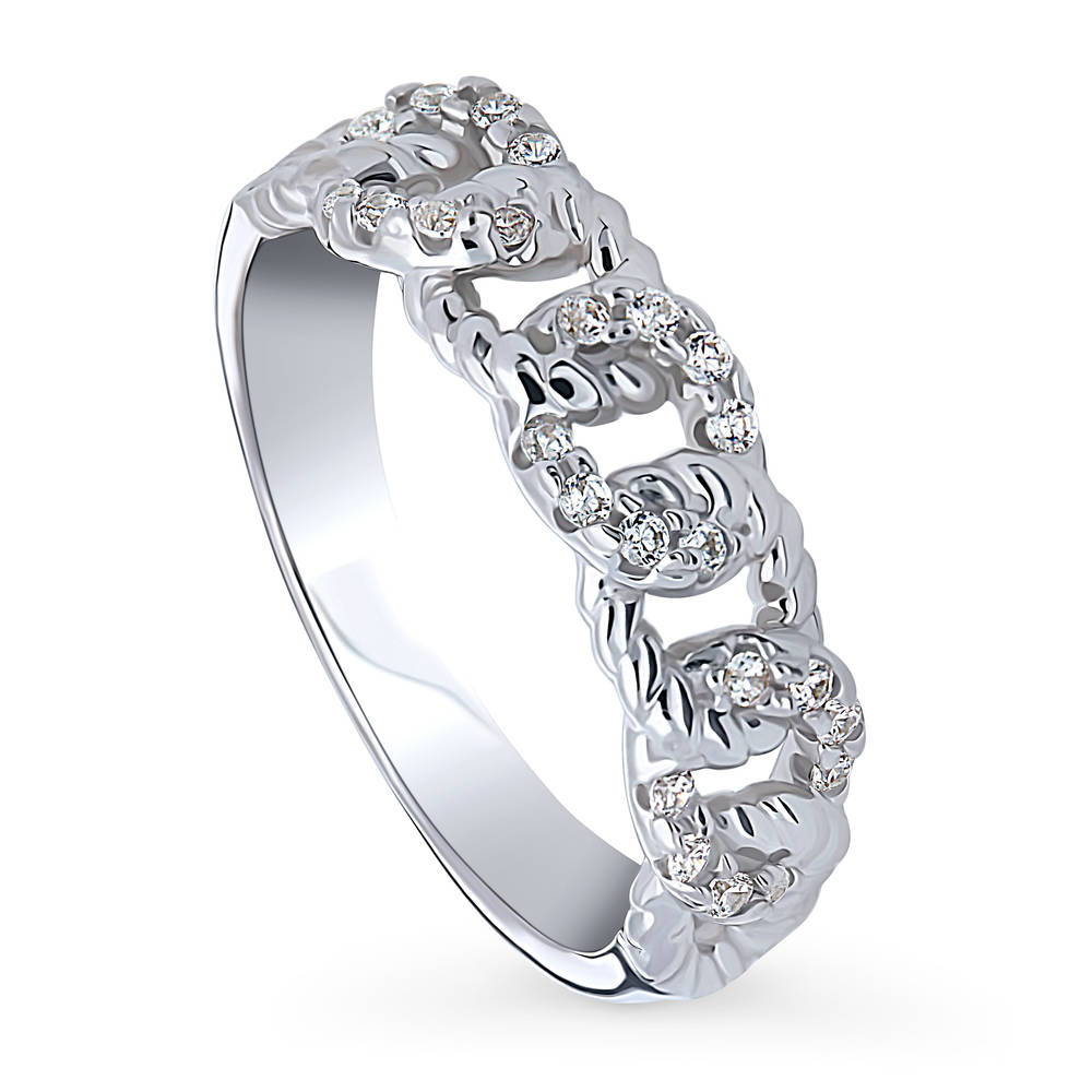 Front view of Woven CZ Stackable Band in Sterling Silver, 4 of 8