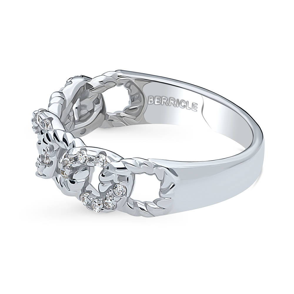 Angle view of Woven CZ Stackable Band in Sterling Silver, 5 of 8