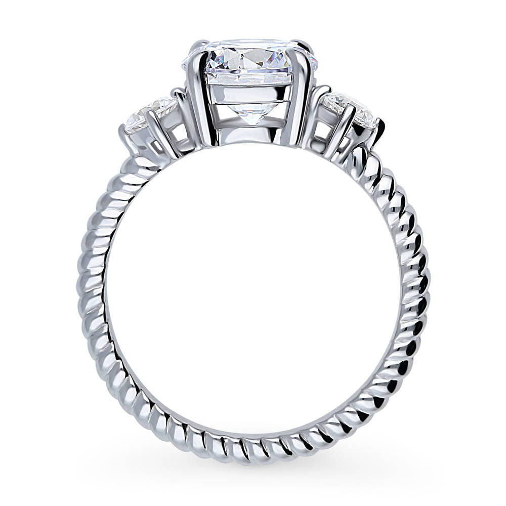 3-Stone Woven Round CZ Ring in Sterling Silver