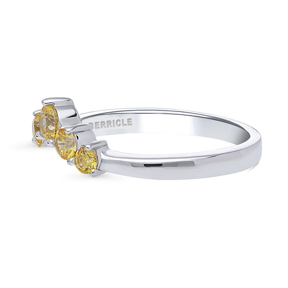 5-Stone Wishbone Chevron V Shaped CZ Band in Sterling Silver