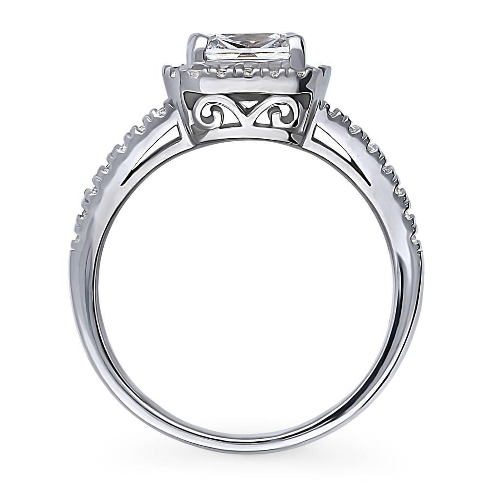 Alternate view of Halo Cushion CZ Split Shank Ring in Sterling Silver, 8 of 8