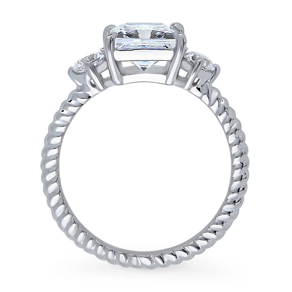 3-Stone Woven 2ct Princess CZ Ring in Sterling Silver