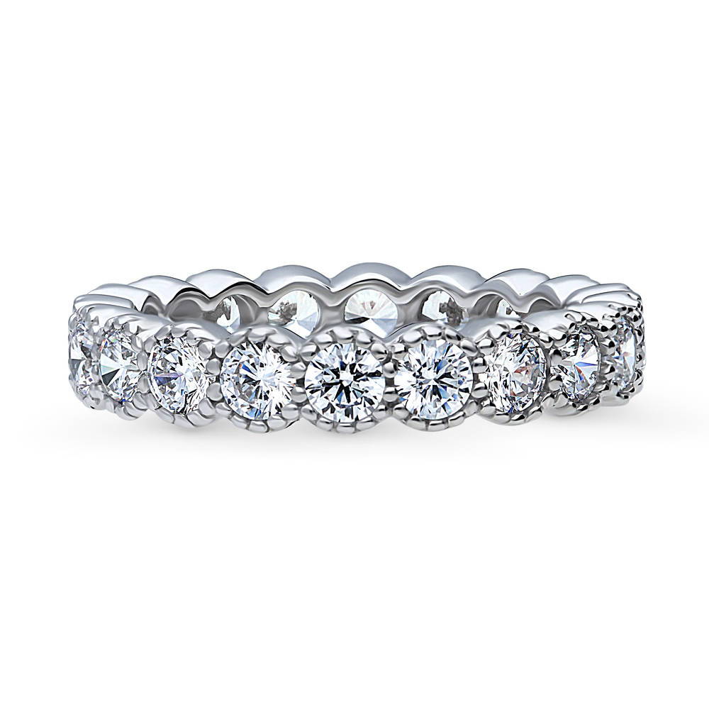 Milgrain Bezel Set CZ Eternity Ring in Sterling Silver