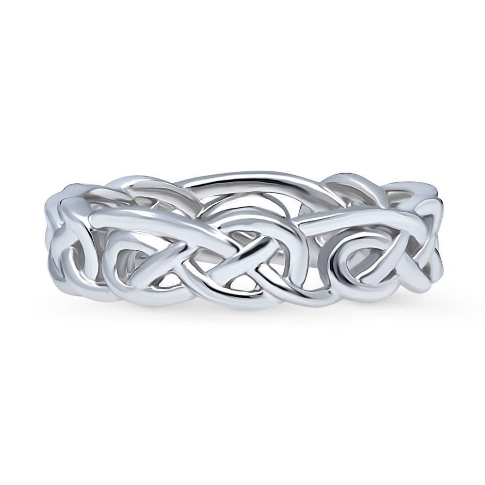 Woven Celtic Knot Stackable Band in Sterling Silver