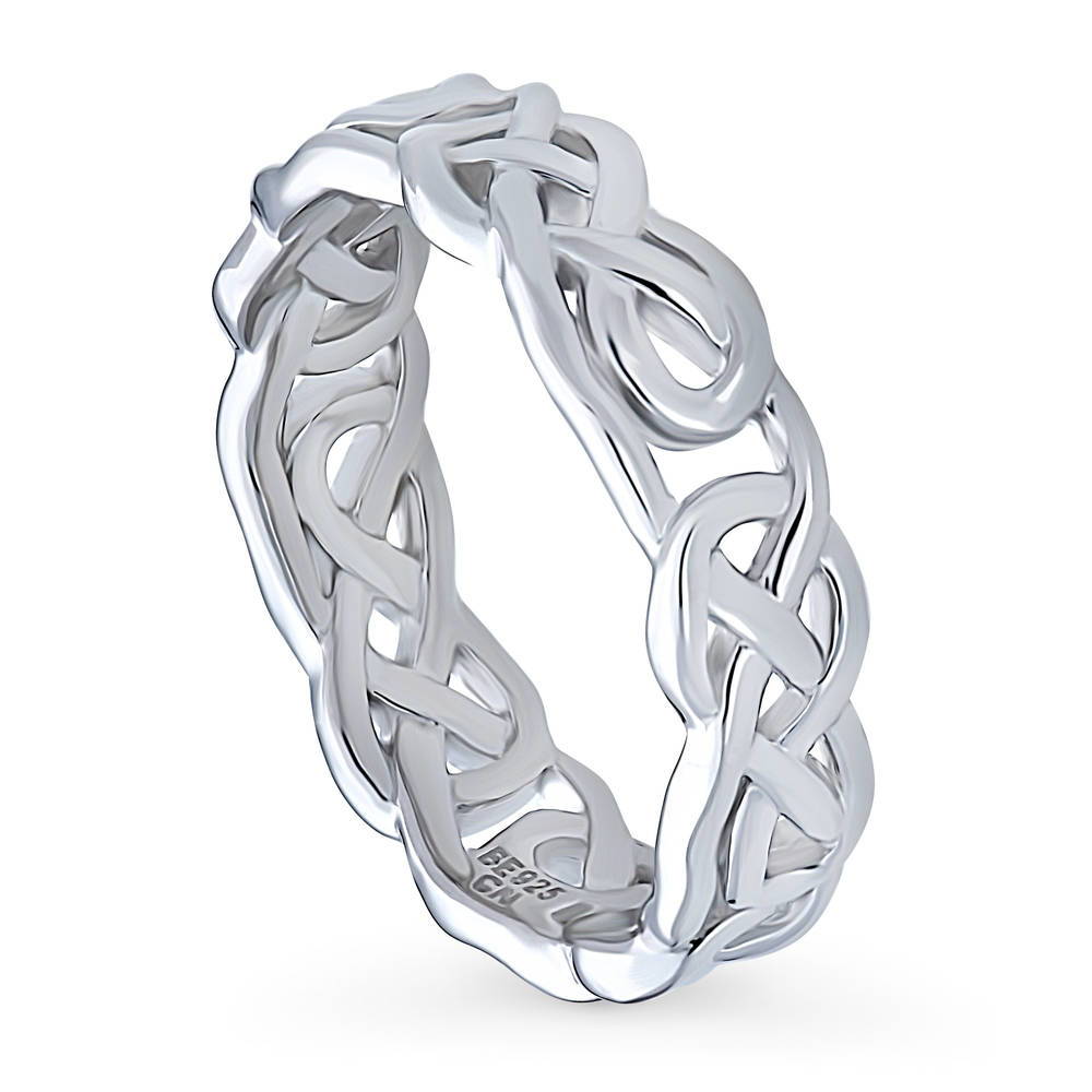 Woven Celtic Knot Stackable Band in Sterling Silver