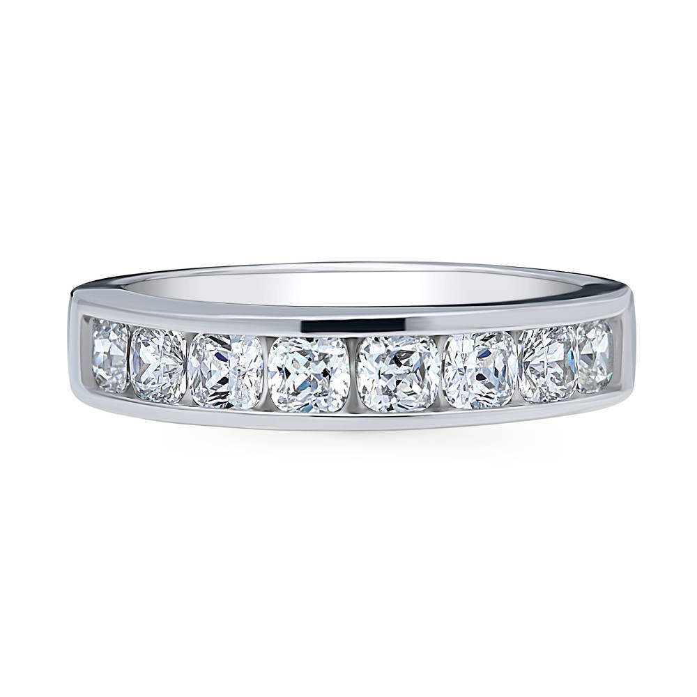 Channel Set Cushion CZ Half Eternity Ring in Sterling Silver, 1 of 8