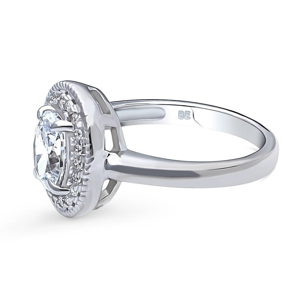 Halo Woven Art Deco Oval CZ Ring in Sterling Silver