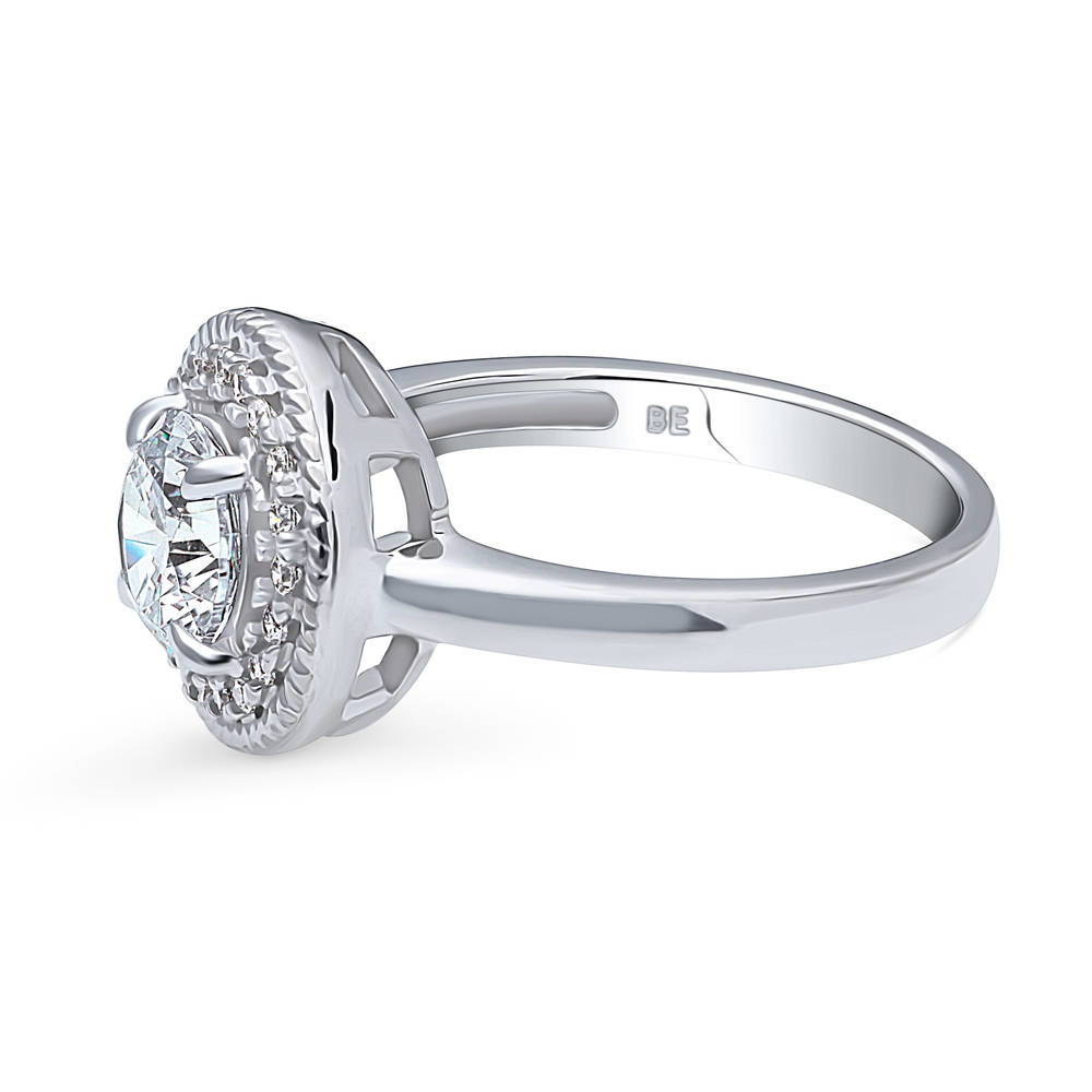 Halo Cable Round CZ Ring in Sterling Silver