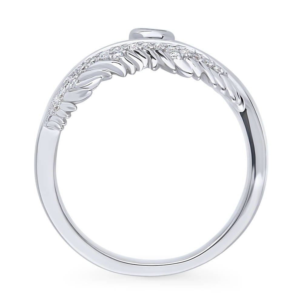 Alternate view of Feather Bypass CZ Ring in Sterling Silver, 8 of 9