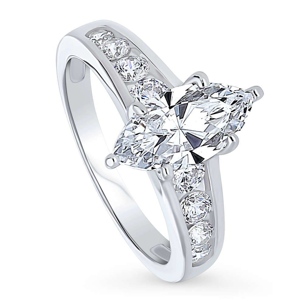 Solitaire 1.6ct Marquise CZ Ring in Sterling Silver