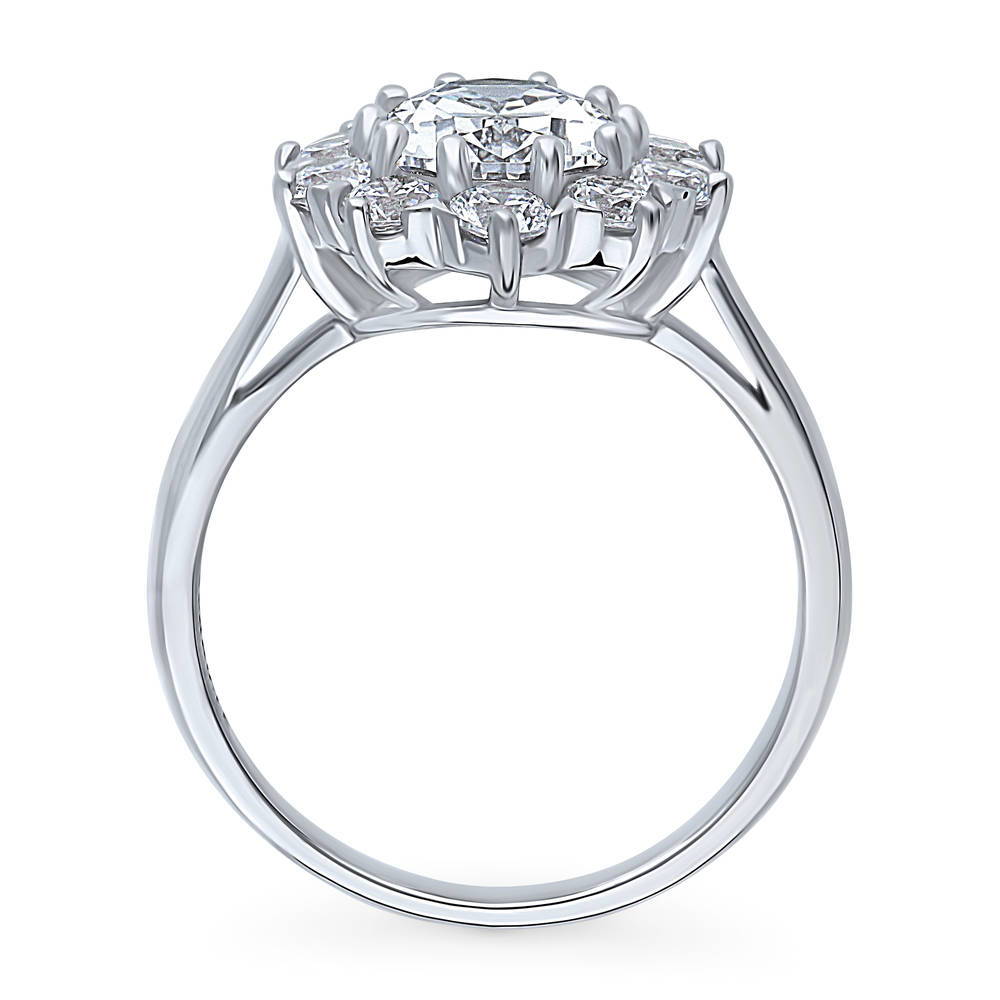 Flower Halo CZ Ring in Sterling Silver