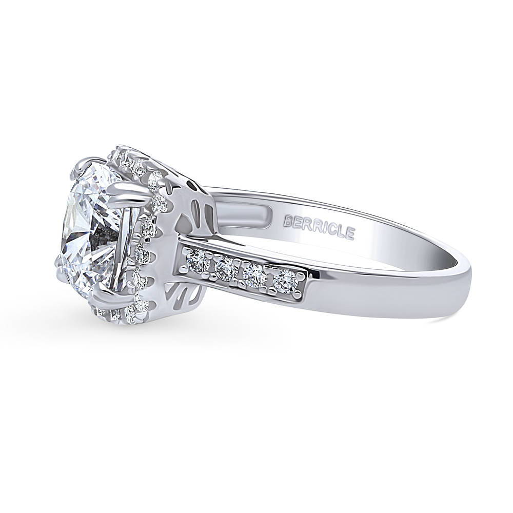 Halo Cushion CZ Ring in Sterling Silver