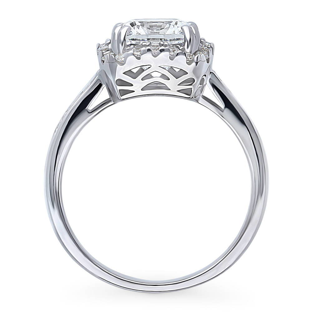 Halo Cushion CZ Ring in Sterling Silver