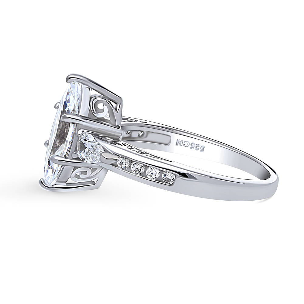 Angle view of 3-Stone Marquise CZ Ring in Sterling Silver, 5 of 8
