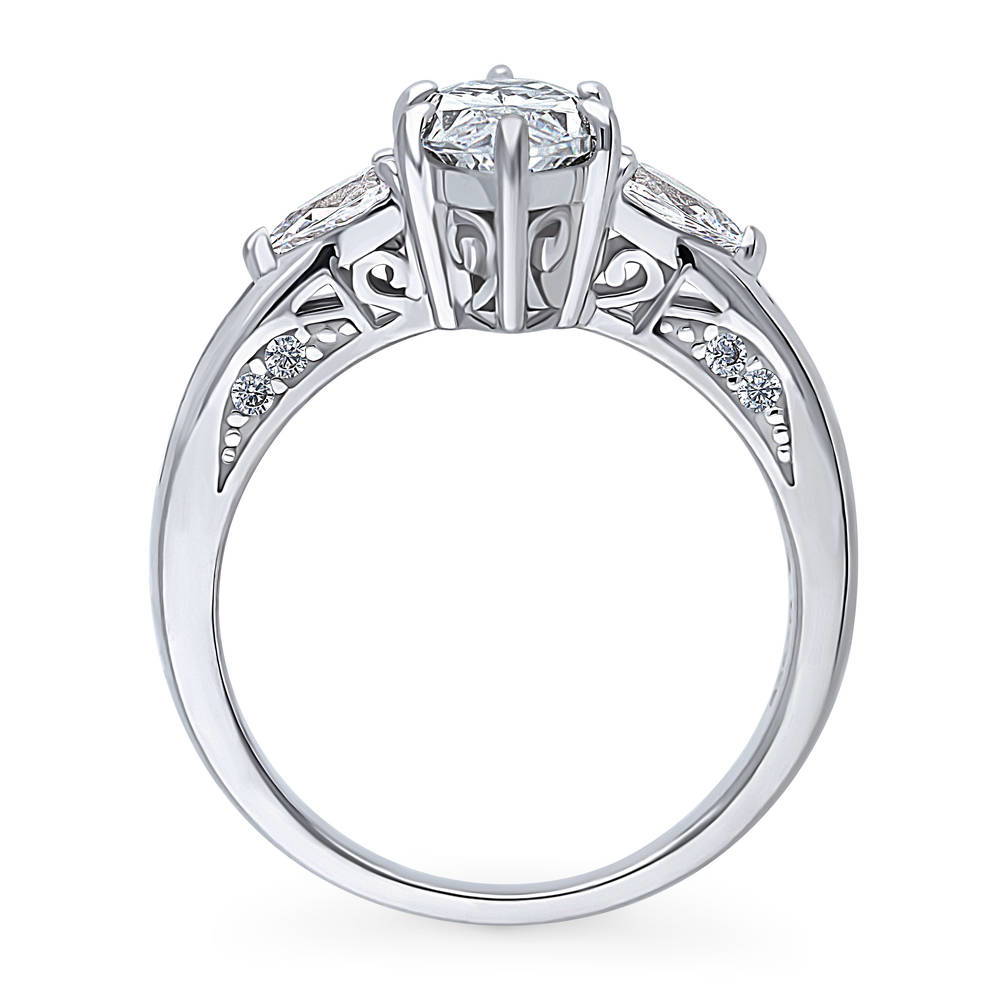 Alternate view of 3-Stone Marquise CZ Ring in Sterling Silver, 8 of 8