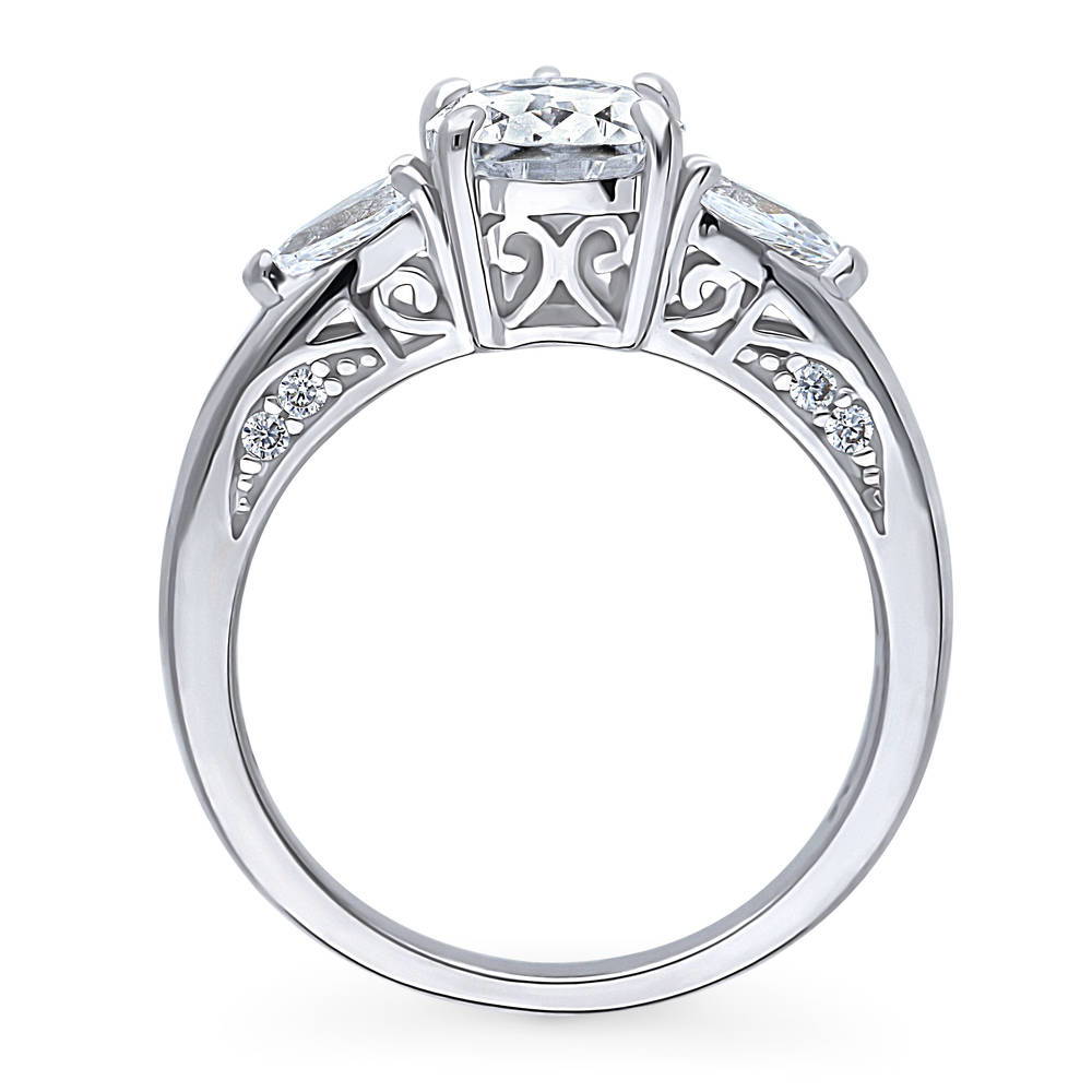 3-Stone Pear CZ Ring in Sterling Silver