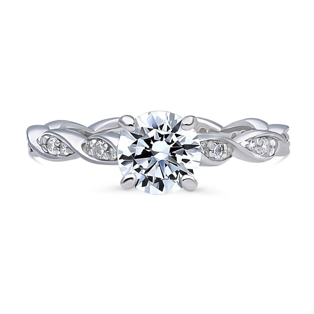 Woven Solitaire CZ Ring in Sterling Silver