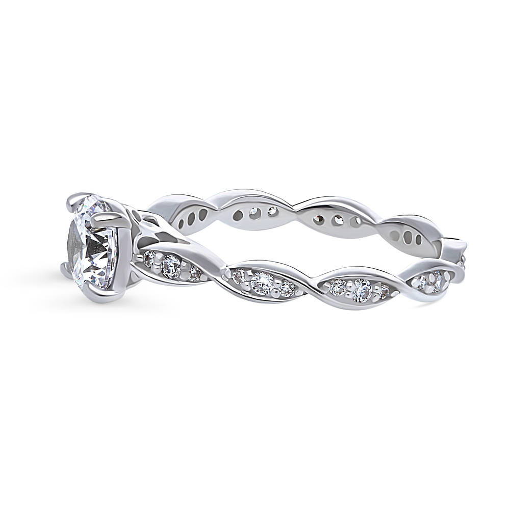 Woven Solitaire CZ Ring in Sterling Silver