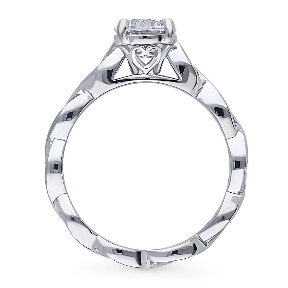 Woven Solitaire CZ Ring in Sterling Silver