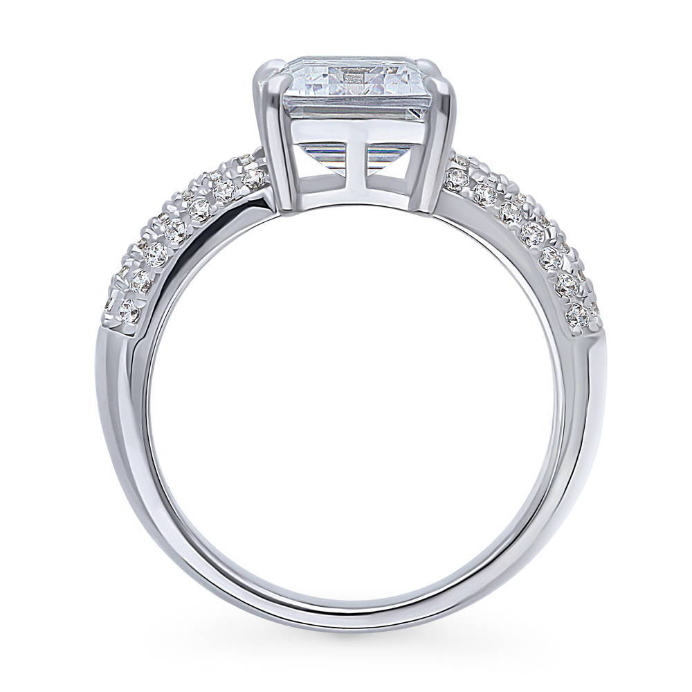 Solitaire 3.8ct Emerald Cut CZ Ring in Sterling Silver