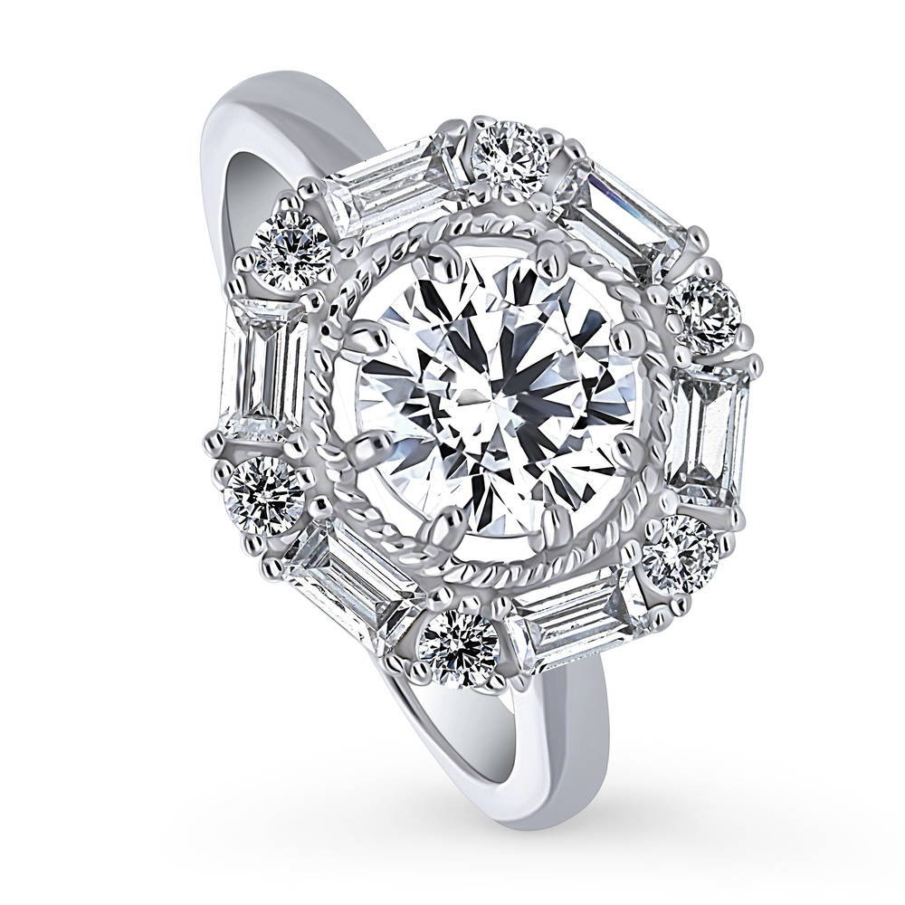 Halo Cable Round CZ Ring in Sterling Silver