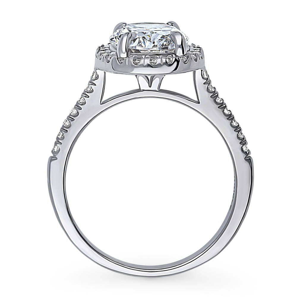 Halo Oval CZ Ring in Sterling Silver