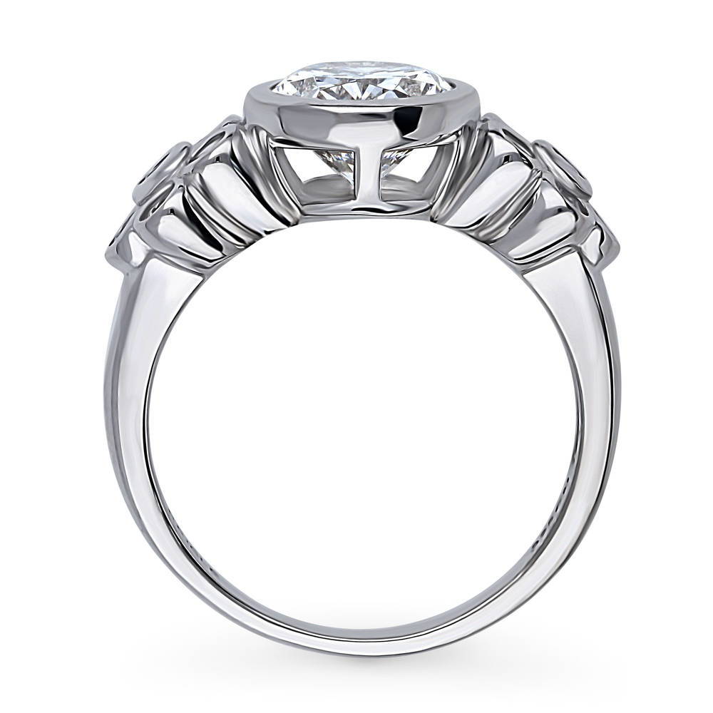 Flower Solitaire 2.5ct Bezel CZ Ring in Sterling Silver