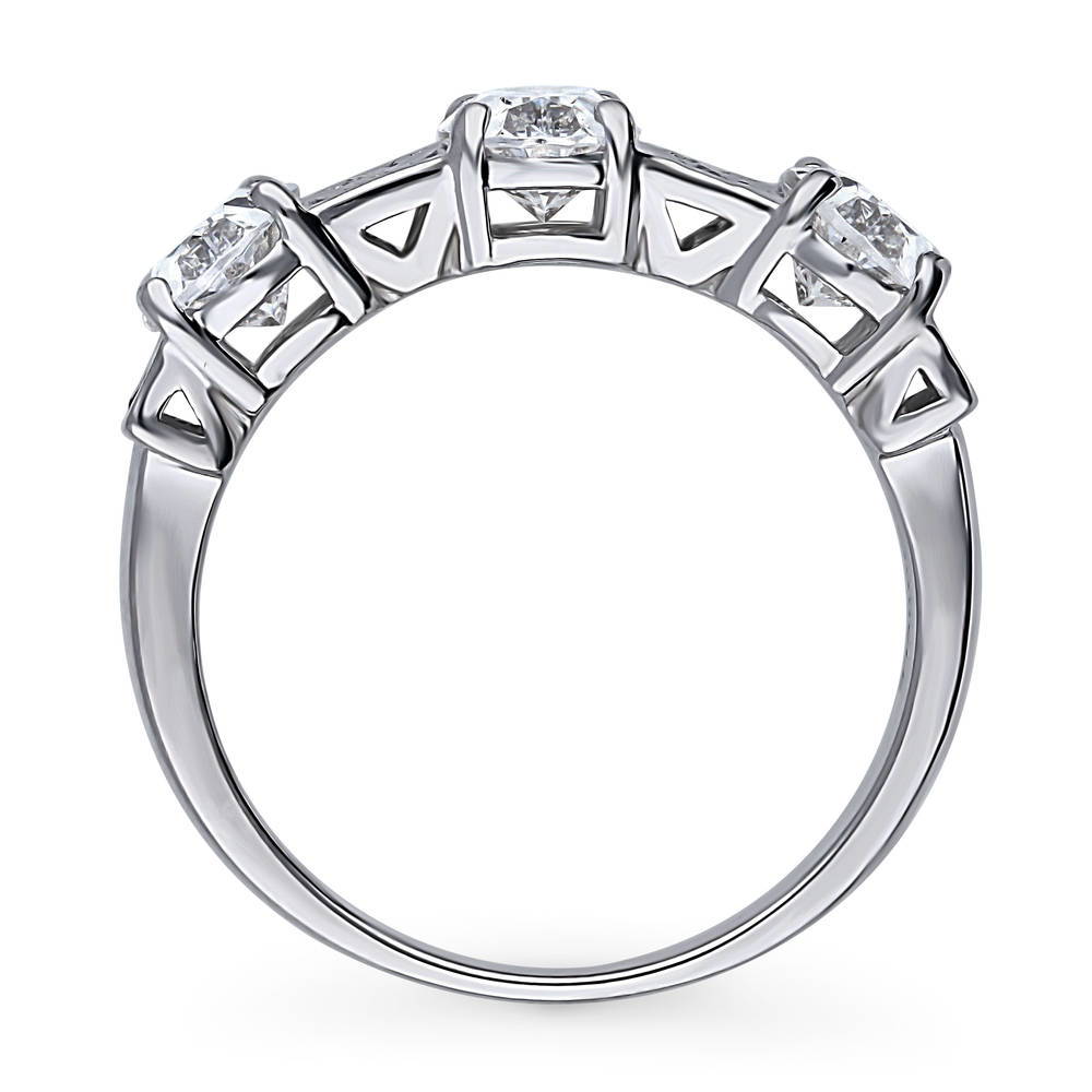 3-Stone Art Deco Oval CZ Statement Ring in Sterling Silver