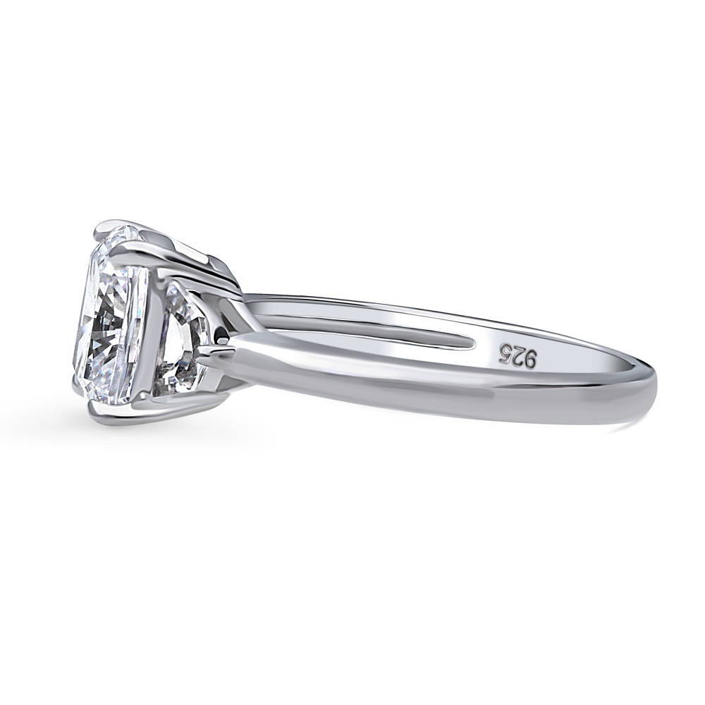 3-Stone Cushion CZ Ring in Sterling Silver