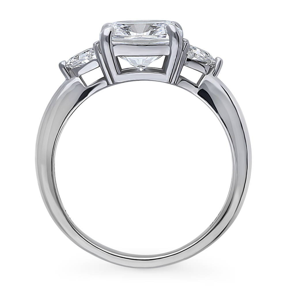 3-Stone Cushion CZ Ring in Sterling Silver