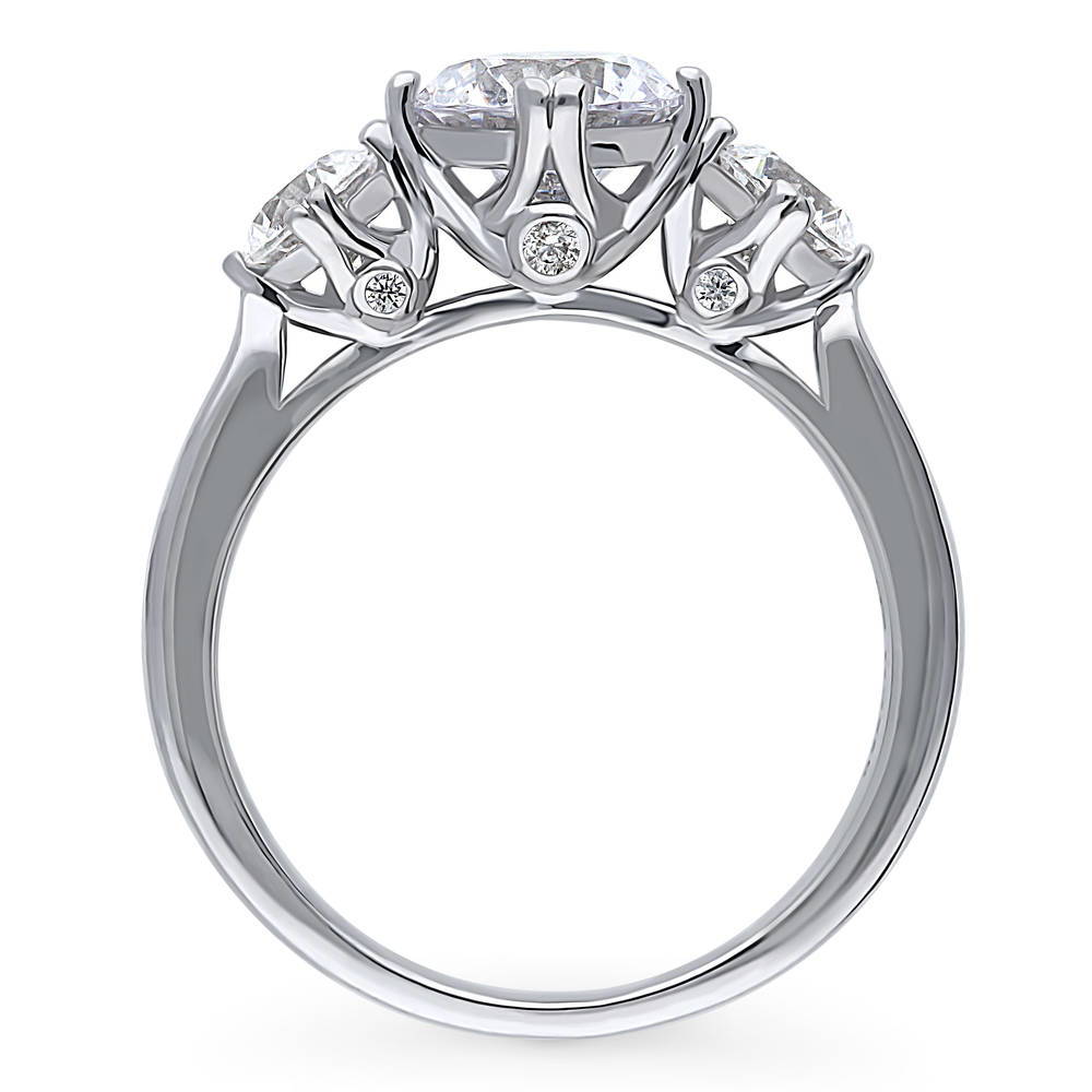 Alternate view of 3-Stone Round CZ Ring in Sterling Silver, 8 of 8