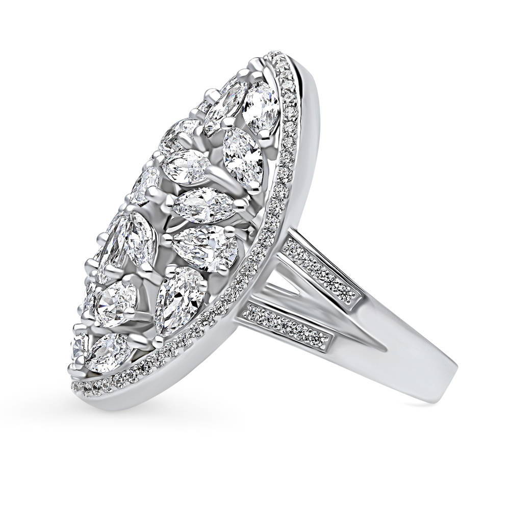 Cluster CZ Statement Split Shank Ring in Sterling Silver