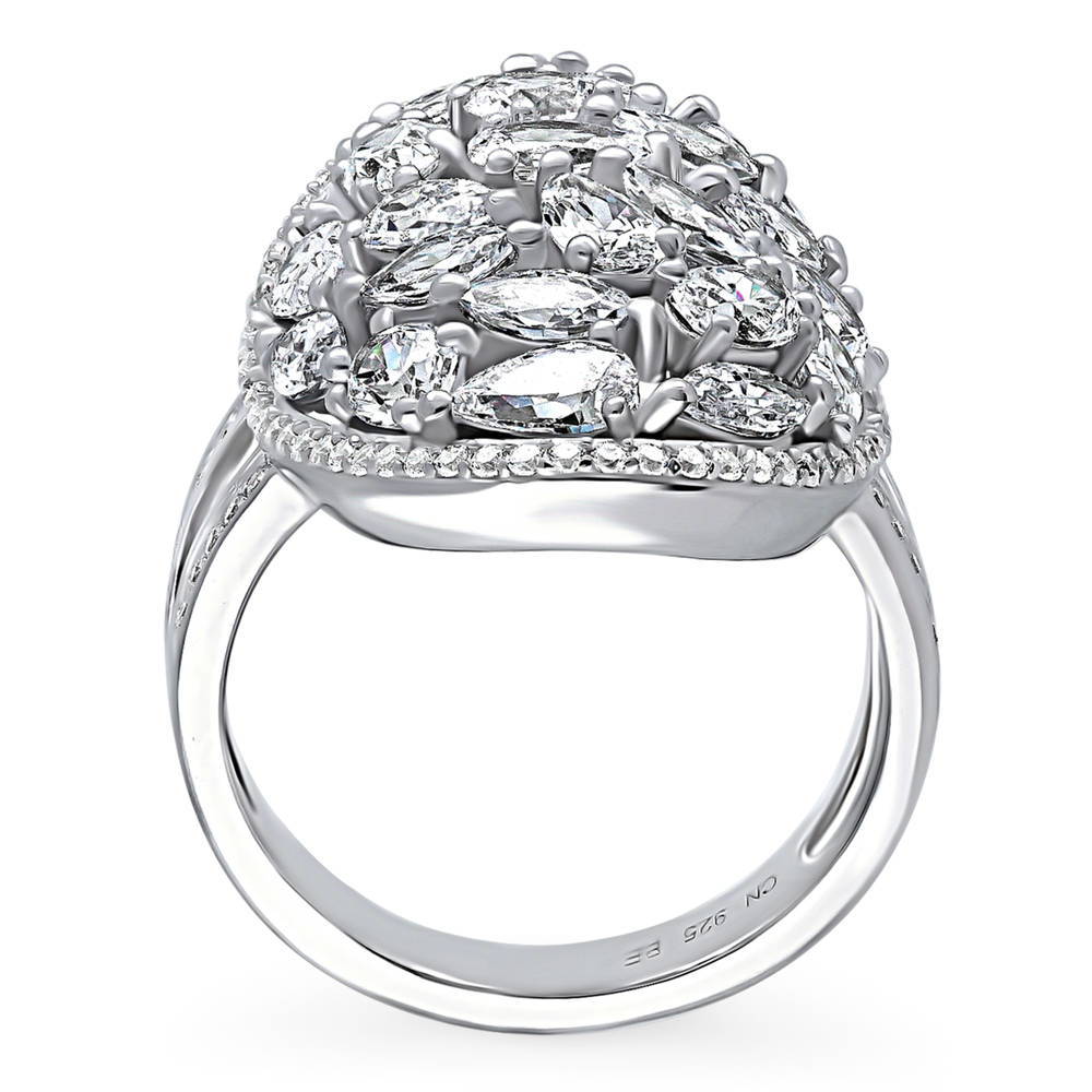 Cluster CZ Statement Split Shank Ring in Sterling Silver