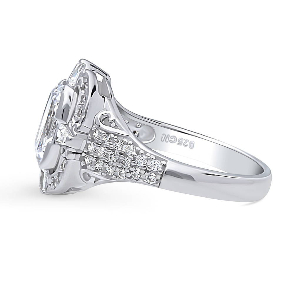 Angle view of Art Deco CZ Statement Ring in Sterling Silver, 5 of 8