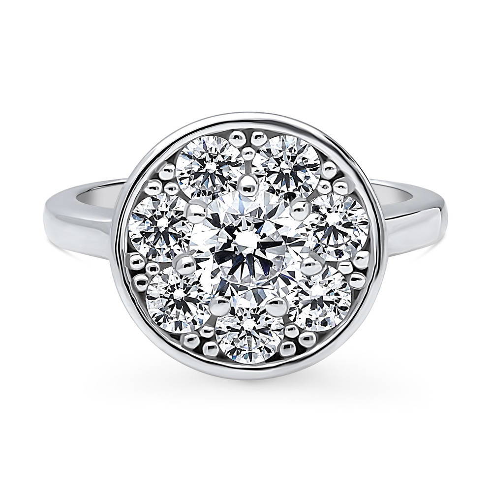 Flower Halo CZ Ring in Sterling Silver