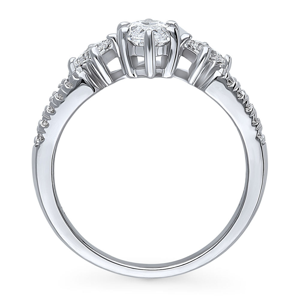 3-Stone 1ct Marquise CZ Split Shank Ring in Sterling Silver