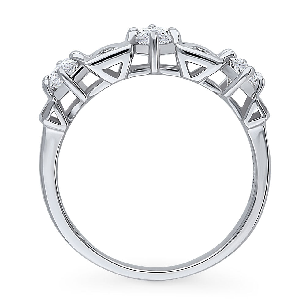 3-Stone Art Deco Marquise CZ Statement Ring in Sterling Silver